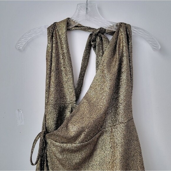 REVOLVE H:OURS Omari Halter Dress In Gold Size Medium - Picture 4 of 10